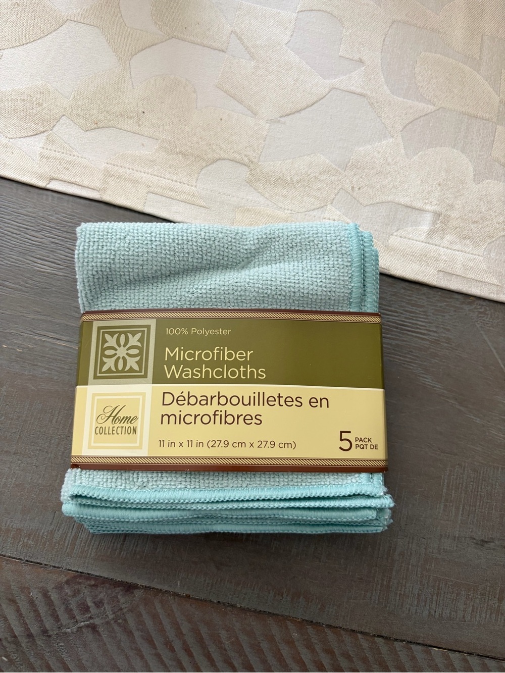 Home Collection Microfiber Washcloths - Aqua Blue - 5 Pack